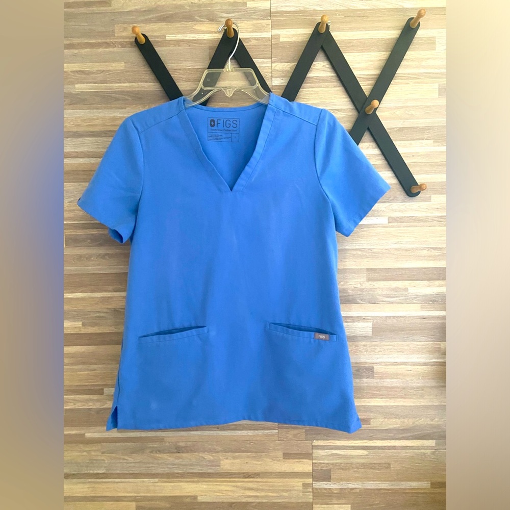 Figs Small Blue Scrub Top